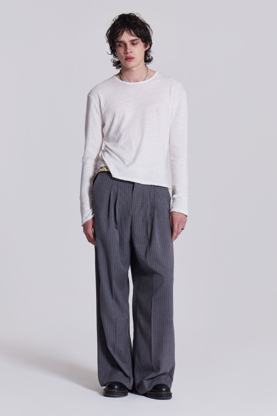 Jaded London Off White Slub Long Sleeve | Basics