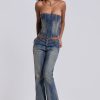 Jaded London Elia Denim Corset Top | Crop Tops