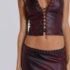 Jaded London Lynx Faux Leather Corset Top | Crop Tops