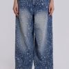 Jaded London Mid Blue Shredded Colossus Jeans | Statement Jeans