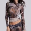 Jaded London Morgana Mesh Top | Long Sleeve Tops