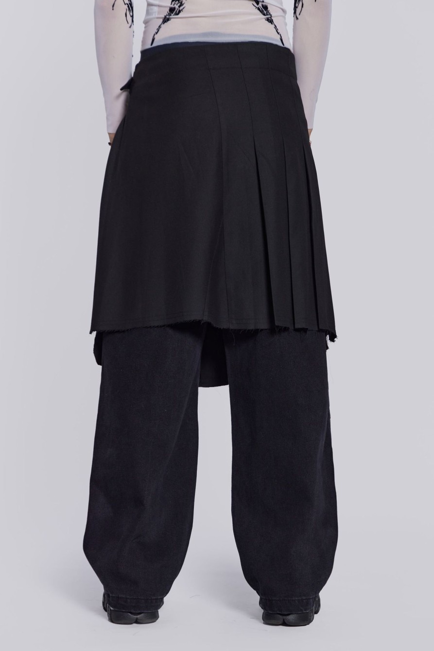 Jaded London Black Steel Pleated Skirt | Tailoring