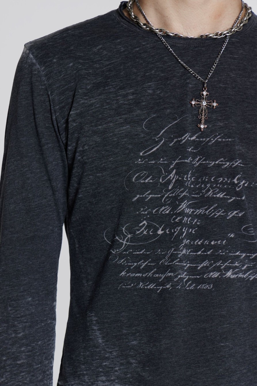 Jaded London Burnout Script Long Sleeve Tee | T-Shirts