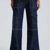 Jaded London Hudson Indigo Denim Wash Cargo Jeans | Statement Jeans