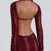 Jaded London Burgundy Umbra Mini Dress | Knitwear